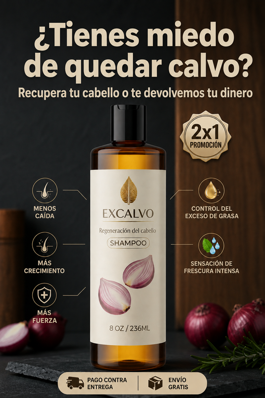 Promocion SHAMPOO EXCALVO 2x1 Recupera tu cabello o te devolvemos tu dinero